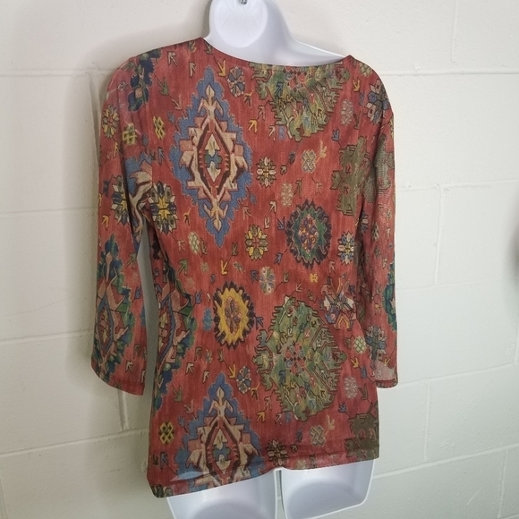 Vtg CHAPS Y2k 90s southwest print mesh shirt - Picture 4 of 7